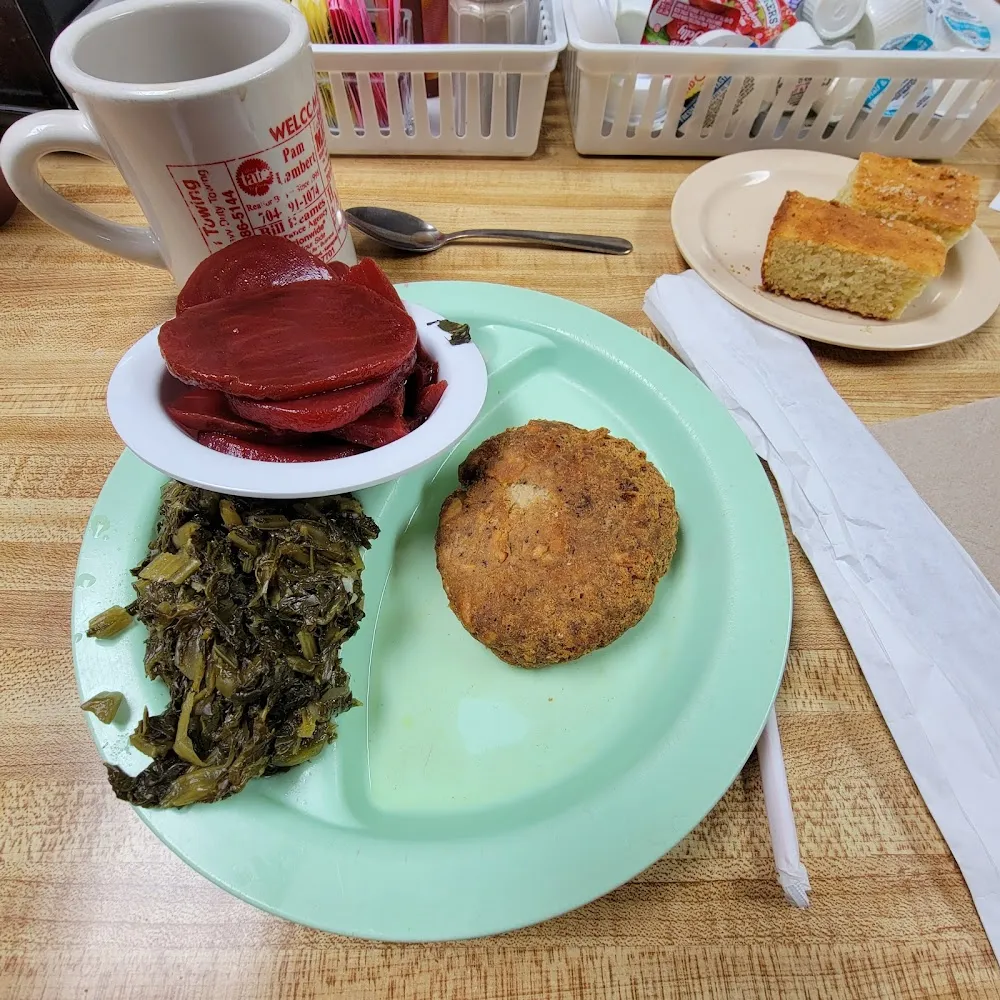 Salmon Patty Beets and Turnip Greens Cornbread